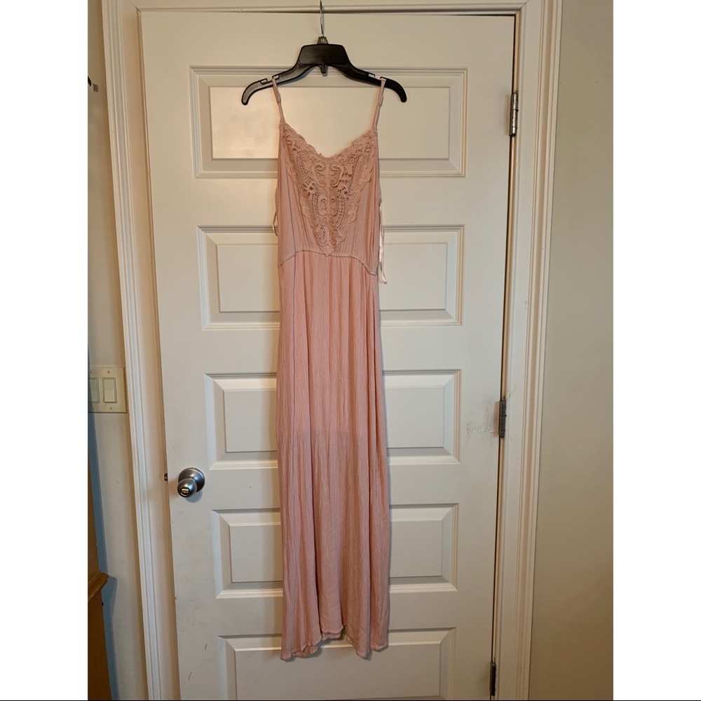 Blush lace maxi dress